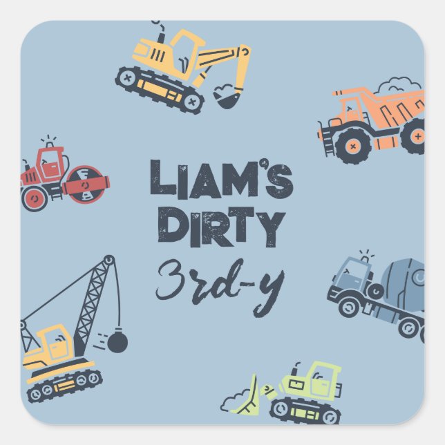 Stickers d'anniversaire de camion de construction  (Devant)