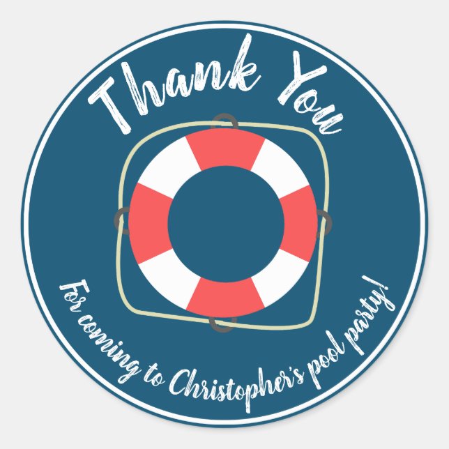 Stickers d'anniversaire de la fête de la piscine (Devant)