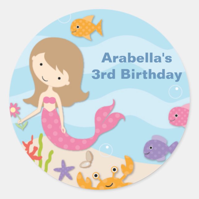 Stickers d'anniversaire de la sirène douce (Devant)