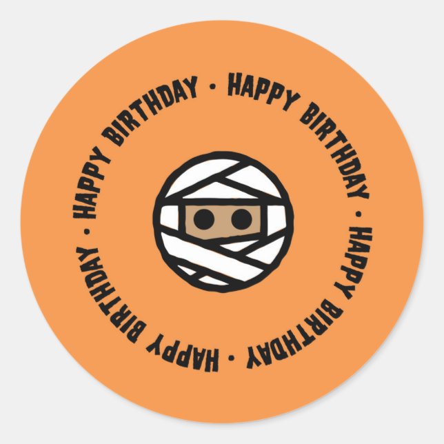 Stickers d'anniversaire de momie Halloween (Devant)