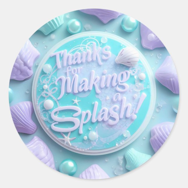 Stickers d'anniversaire de sirène moderne - Merci  (Devant)