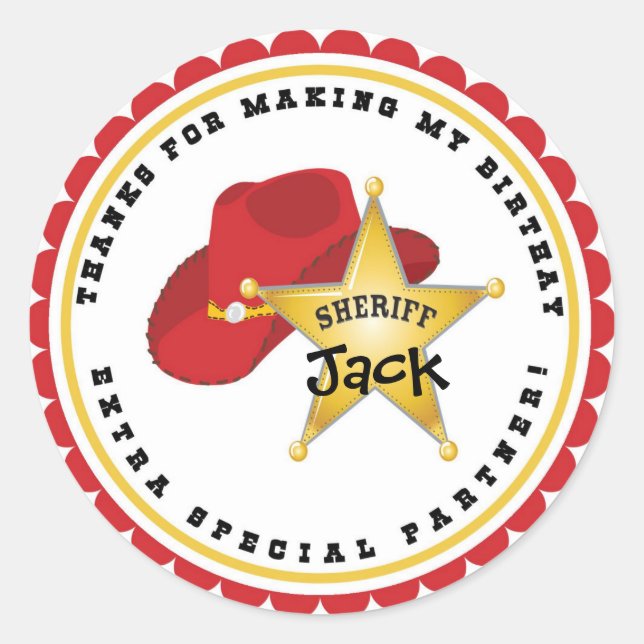 Stickers d'anniversaire du Sheriff Cowboy (Devant)