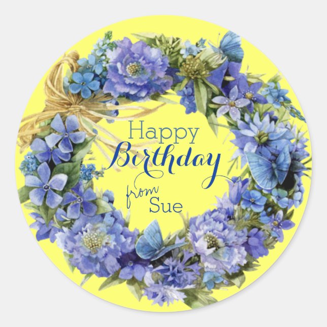 Stickers d'Anniversaire Floral Customisé (Devant)
