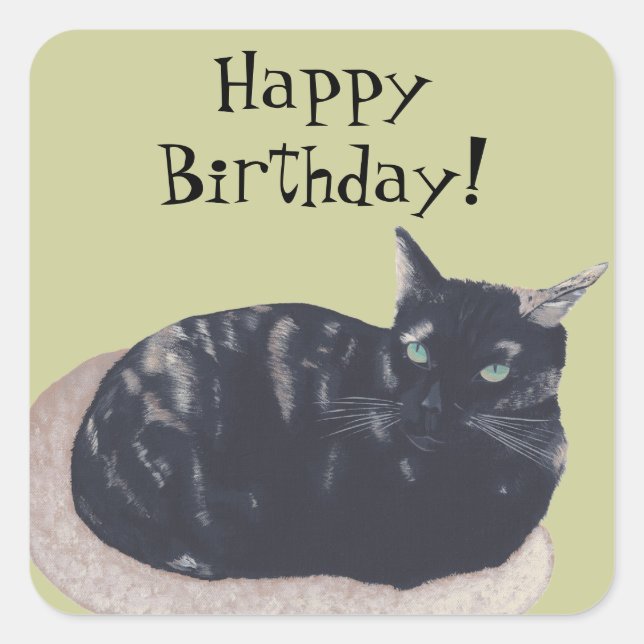 Stickers d'anniversaire joyeuse Chat Tortoise repo (Devant)