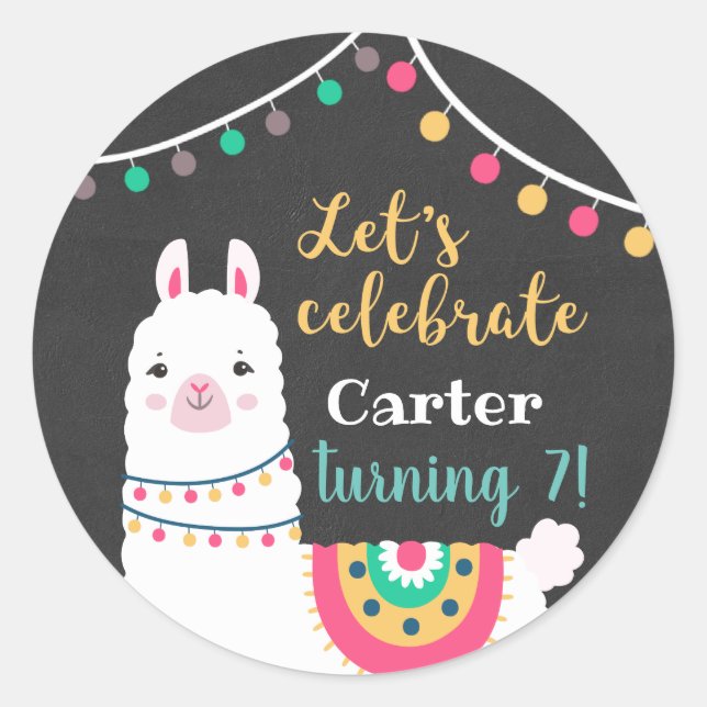 stickers d'anniversaire Llama (Devant)