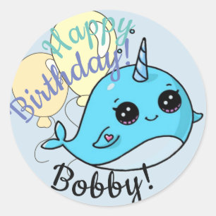 Stickers d'anniversaire Narwhal Personnalisé