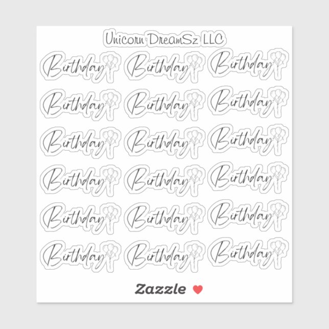 Stickers d'anniversaire noir et blanc (Feuille)