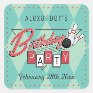 Stickers d'Anniversaire Retro Logo Bowling