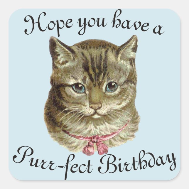 Stickers d'anniversaire vintage Chat (Devant)