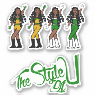 Stickers Danseuse Tresses Bulles Vert/Jaune