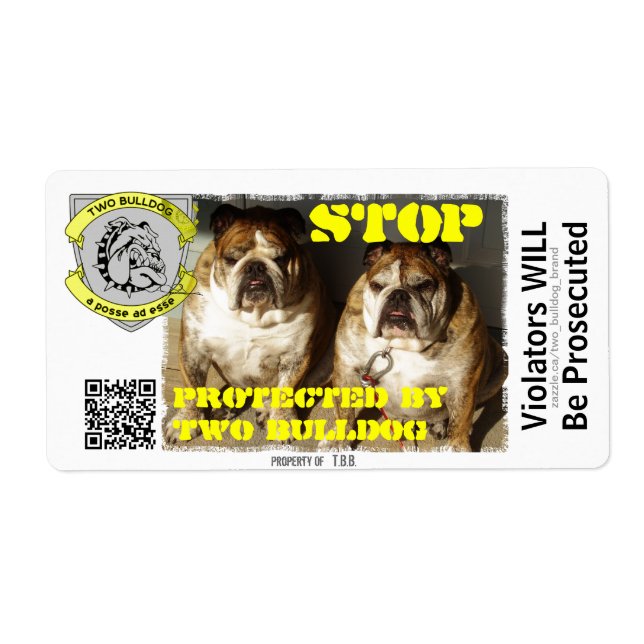 Stickers d'arrêt personnalisé de marque Bulldog (Devant)