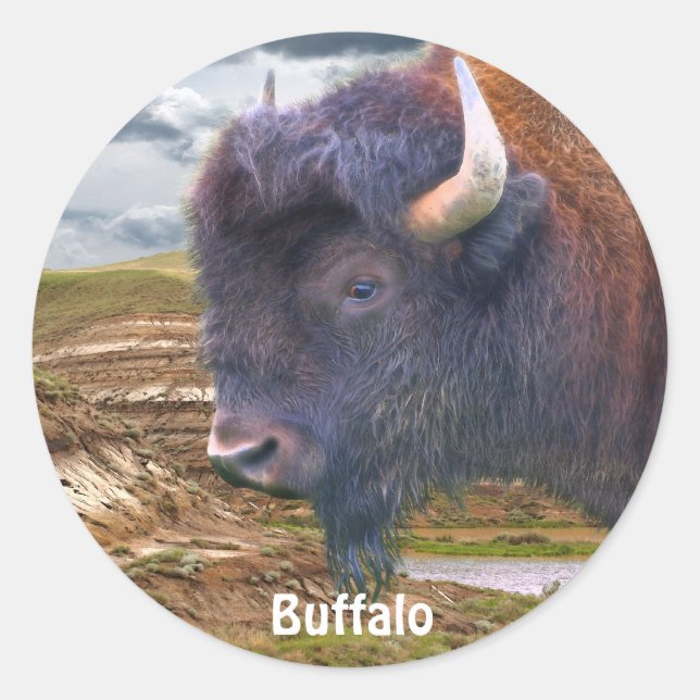 Stickers d'art bison-amiral sauvage et badlands (Devant)