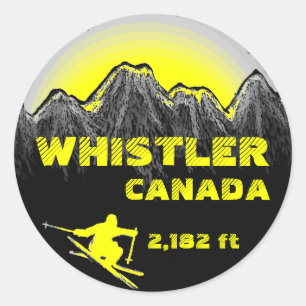 stickers d'art de ski jaune Whistler Canada
