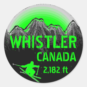 stickers d'art de ski vert Whistler Canada