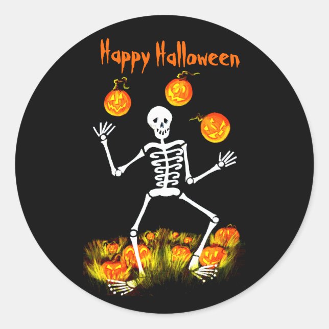 Stickers d'art d'Halloween, squelette, Jack-O-Lant (Devant)
