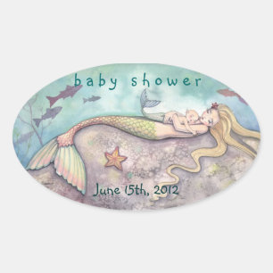 Stickers Date baby shower Sirène et bébé