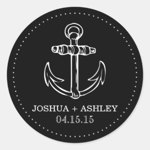 Stickers Date Mariage Nautique Noir Ancre