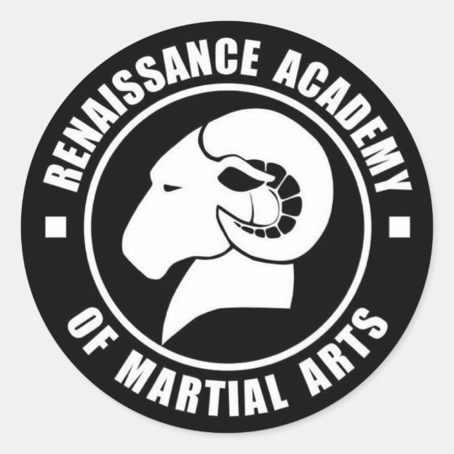 Stickers de 3 pouces, série de six, blanc sur logo (Devant)