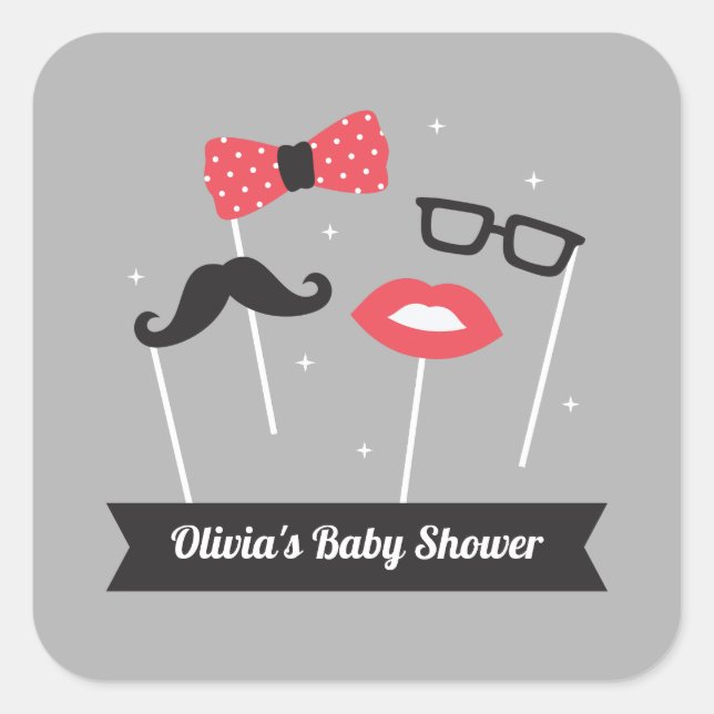 Stickers de Baby shower à bouts de photo tendance (Devant)