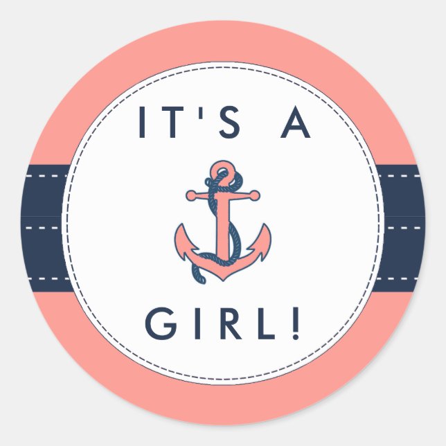 Stickers de Baby shower d'Ancres nautiques - C'est (Devant)
