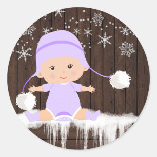 Stickers de Baby shower de flocon de neige violet
