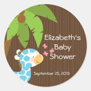 Stickers de Baby shower pour garçon de Giraffe Saf
