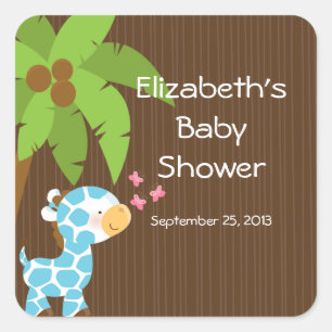 Stickers de Baby shower pour garçon de Giraffe Saf