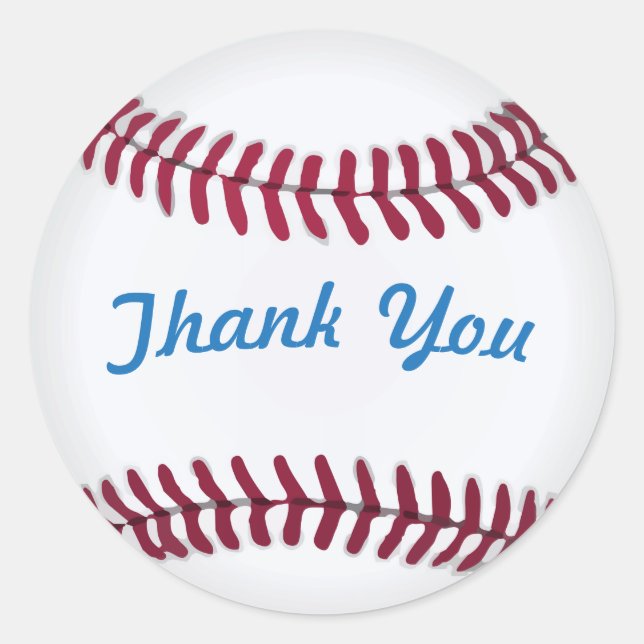 Stickers de baseball Merci avec des mots personnal (Devant)