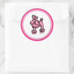 Stickers de caniche français rose rétro