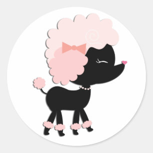 Stickers de caniche rose adorable