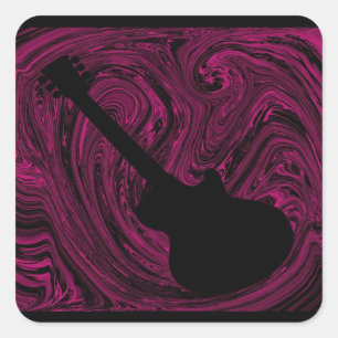 Stickers de Carré de guitare Abstrait, rose foncé