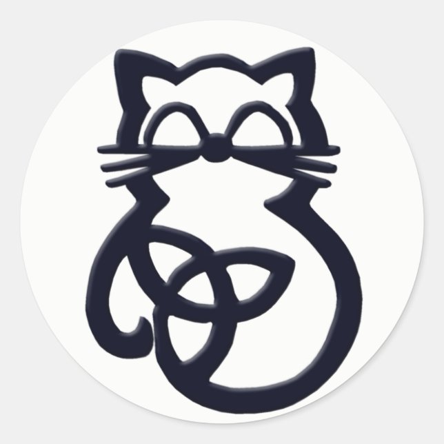 Stickers de chat celtique de noeud de trinité noir (Devant)
