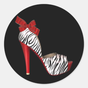 Stickers de chaussures élégants Red Zebra High Hee
