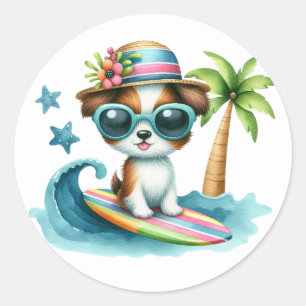 Stickers de chien de surf mignon