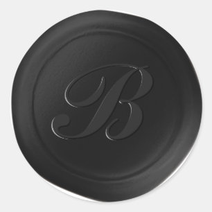 Stickers de cire Monogramme 1 lettre noir classiqu
