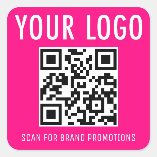 Stickers de code QR rose chaud Carré de logo d'ent (Devant)