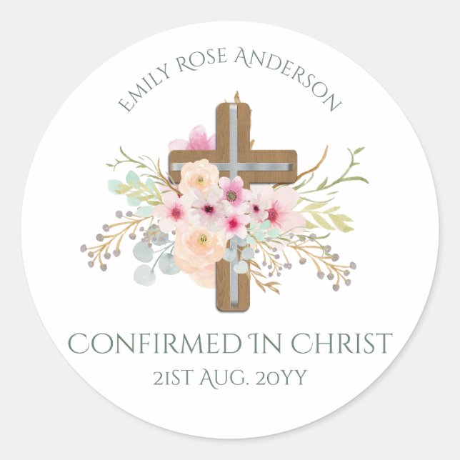 Stickers de confirmation de croix florale Personna (Devant)