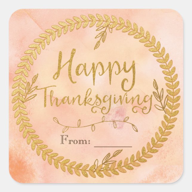 Stickers de couronne bon thanksgiving Gold Foil (Devant)