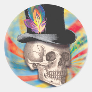 Stickers de crâne psychédélique du chapeau supérie