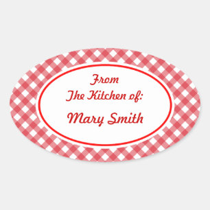 Stickers de cuisine personnalisée En vichy rouge