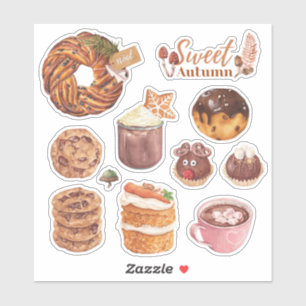 Stickers de cuisson d'automne aquarelle