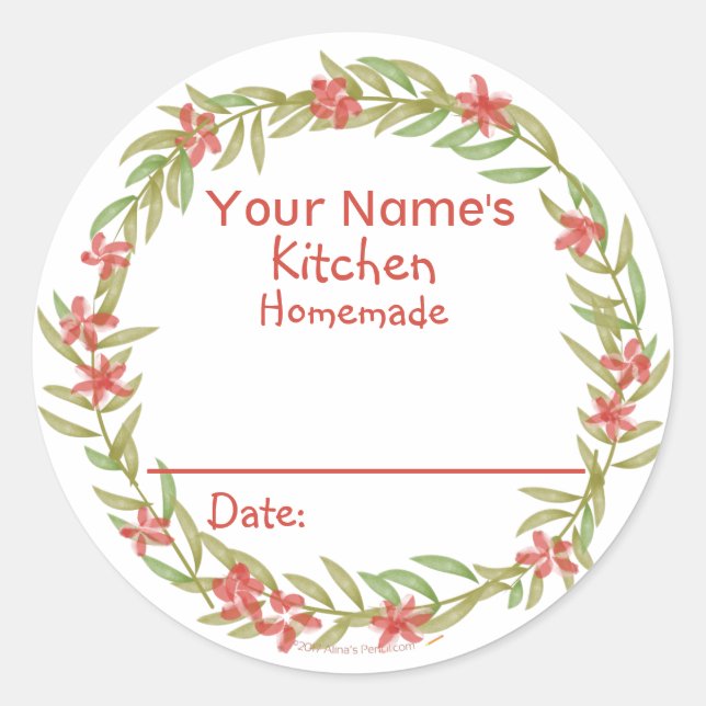 Stickers de cuisson personnalisée Aquarelle rouge  (Devant)