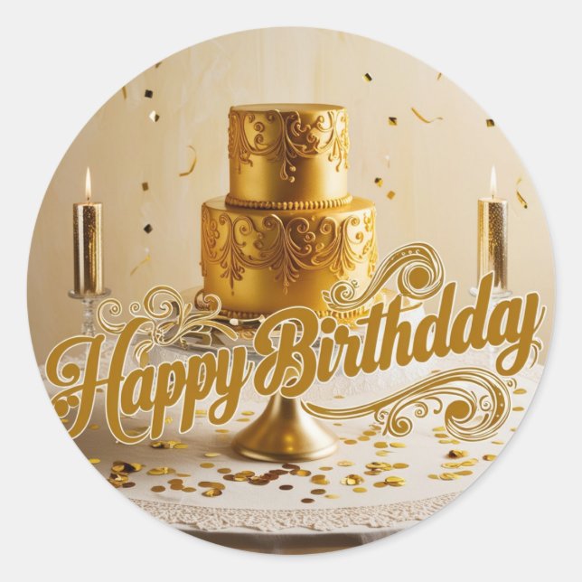 Stickers de decal de Happy Birthday Metallic Gold (Devant)