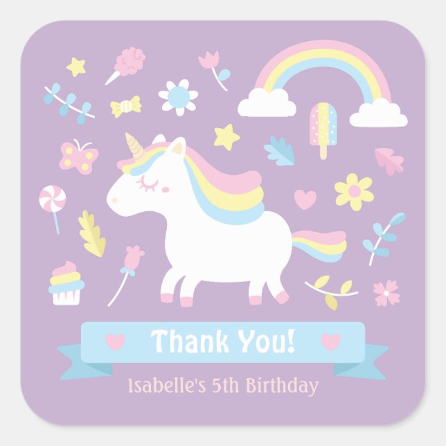 Stickers De Décor D'Anniversaire Petites Unicornes (Devant)