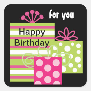 Stickers de étiquette cadeau d'anniversaire modern
