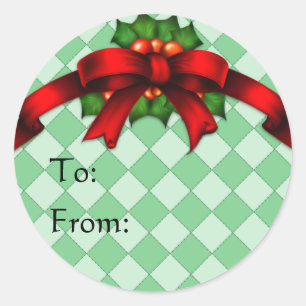 Stickers de étiquette cadeau Red Bow et Holly