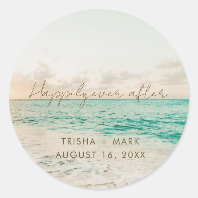 Stickers De Faveur Mariage De Plage (Devant)
