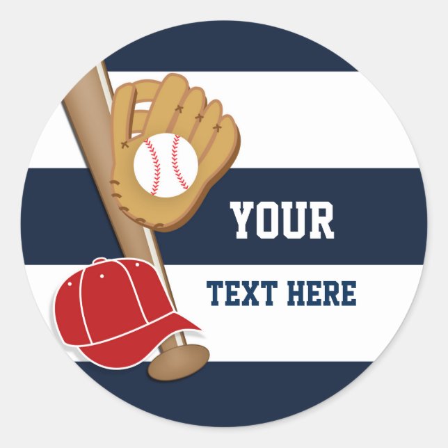 Stickers de fête d'anniversaire de baseball bleu r (Devant)