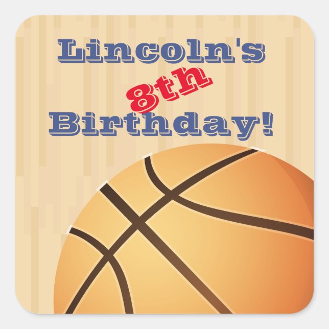 Stickers de fête d'anniversaire de basket-ball per (Devant)