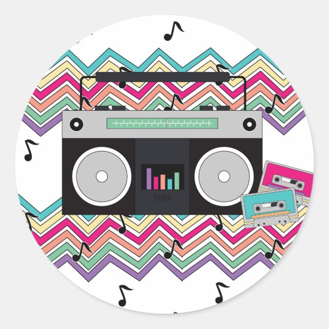 Stickers de fête d'anniversaire de la musique des  (Devant)